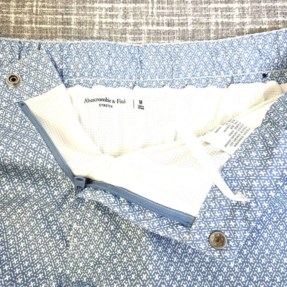 Abercrombie & Fitch Woven Mesh Lined Swim Shorts Men's - SEE MEAS Blue/Geomet